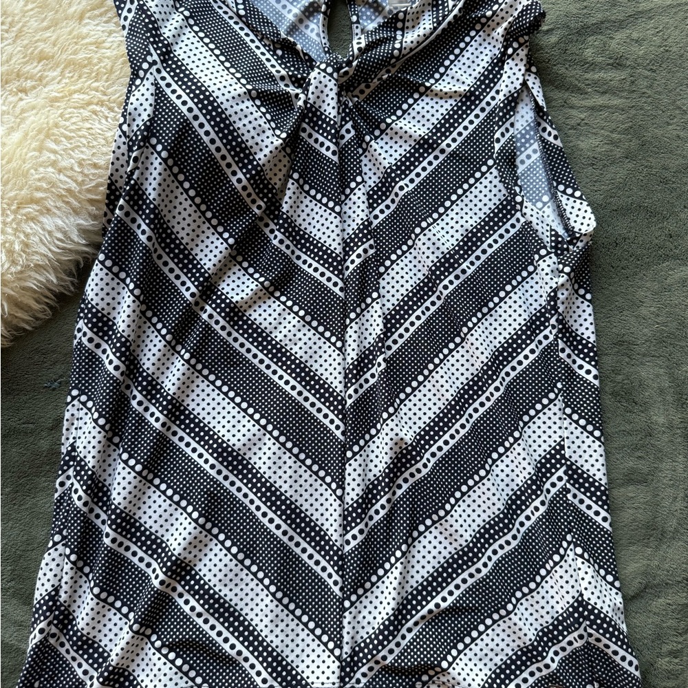 Tommy Hilfiger Black and White Sleeveless Blouse with Sailor Collar